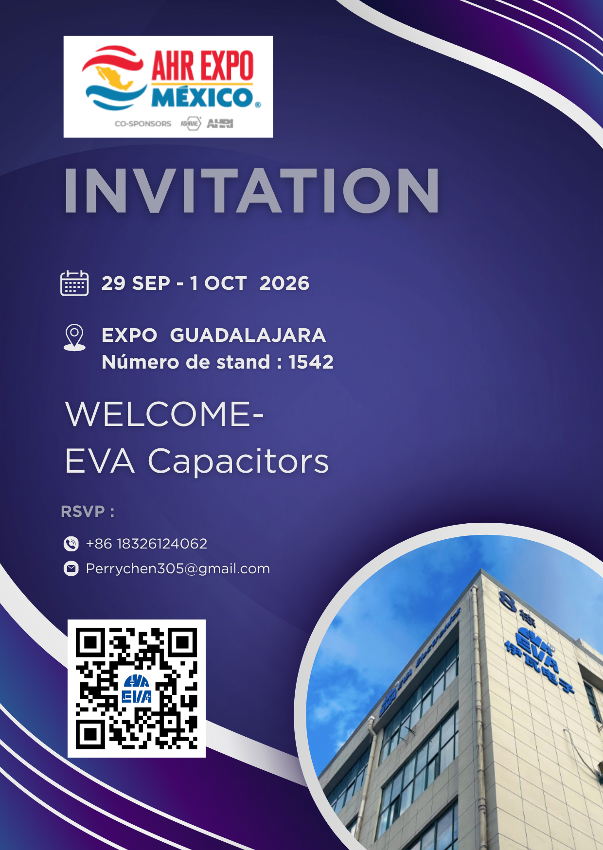 Công ty EVA Capacitors sẽ trưng bày sản phẩm tại triển lãm AHR Expo Mexico 2026 ở Guadalajara.